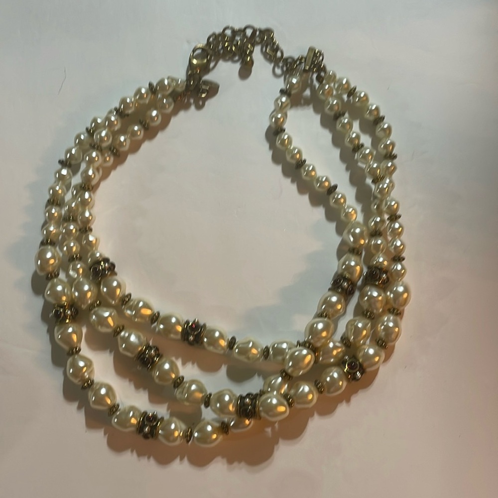 Vintage Chicos pearl and gold beaded necklace